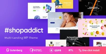 Shopaddict-Theme-430x219-1.jpg Shopaddict Theme – 16 Ready WordPress Landing Pages Theme - Image 1