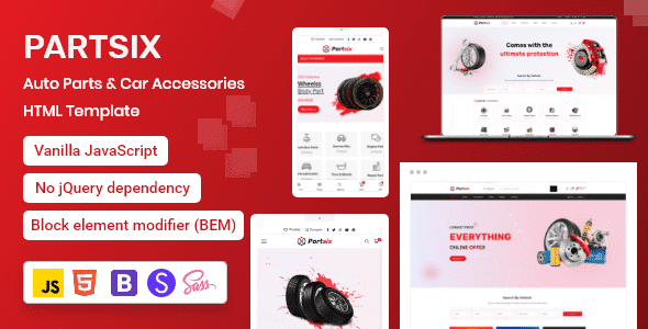 Partsix – Auto Parts & Car Accessories Shop HTML Partsix – Auto Parts & Car Accessories Shop HTML - Image 1